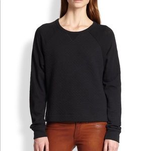 Rag & Bone Black Quilted Long Sleeve Crewneck Sweater